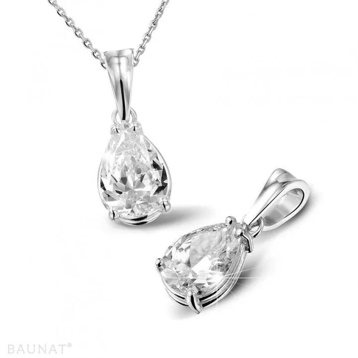2.00 quilates colgante solitario en oro blanco con diamante en forma de pera 