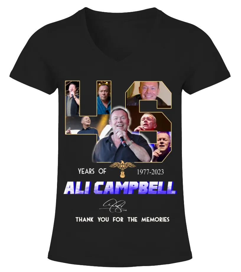 ALI CAMPBELL 46 YEARS OF 1977-2023 Camiseta cuello pico Mujer