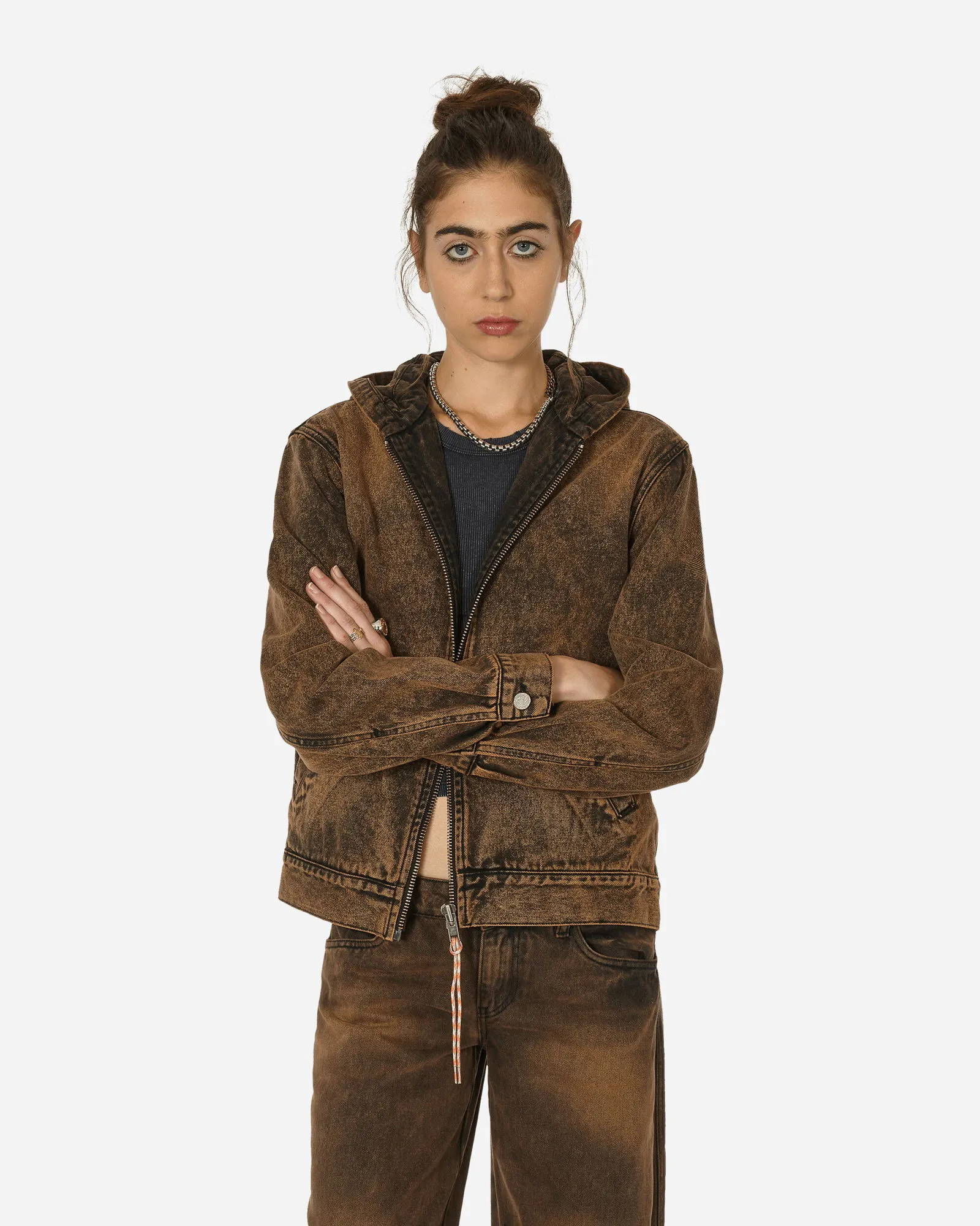 Aries Acid Wash Oversized Hooded Denim Jacket