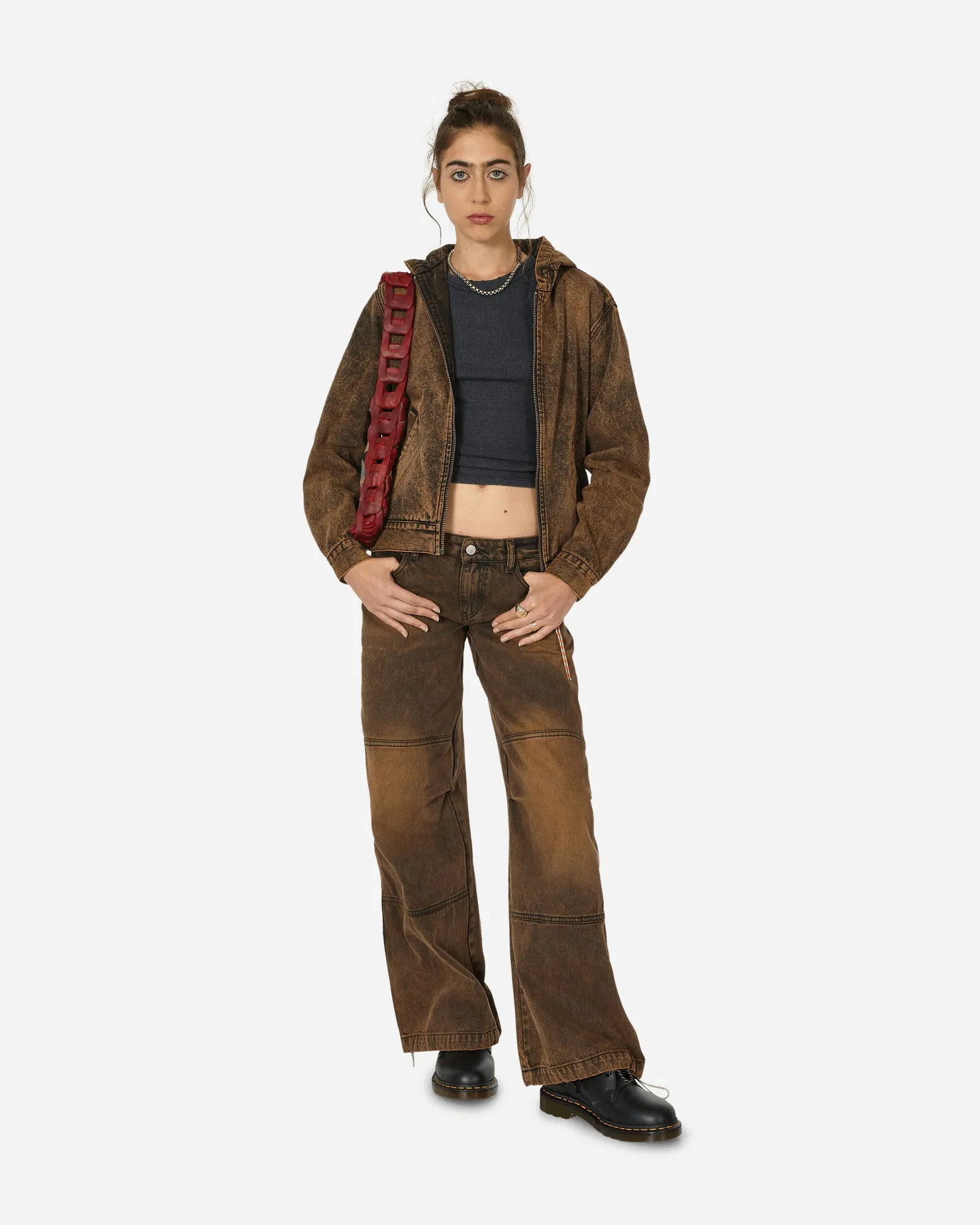 Aries Acid Wash Oversized Hooded Denim Jacket