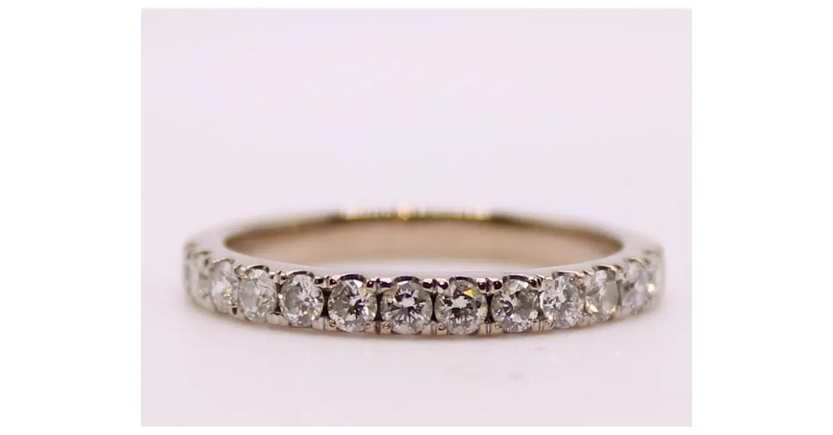 Autre Marque Juego de medio anillo de bodas 13 Diamantes de oro blanco 750%O Hardware de plata 