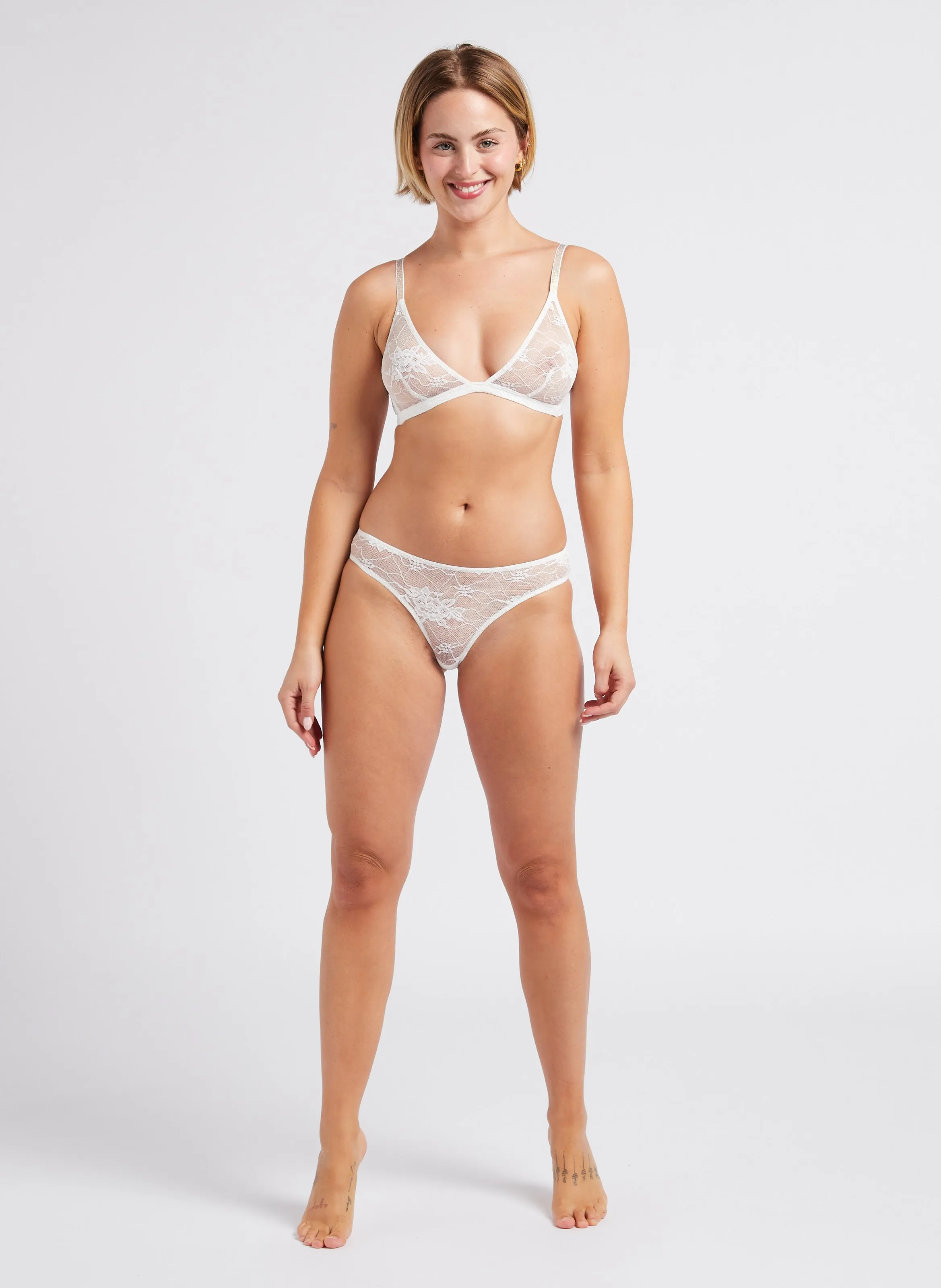 BELIZA LARA - Braguita de tela de encaje en blanco