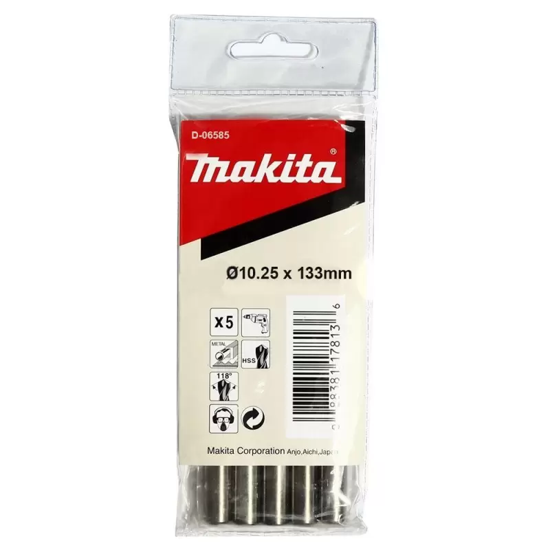 Broca HSS-G para Metal 10.25 x 133mm 5 Unid Makita D-06585