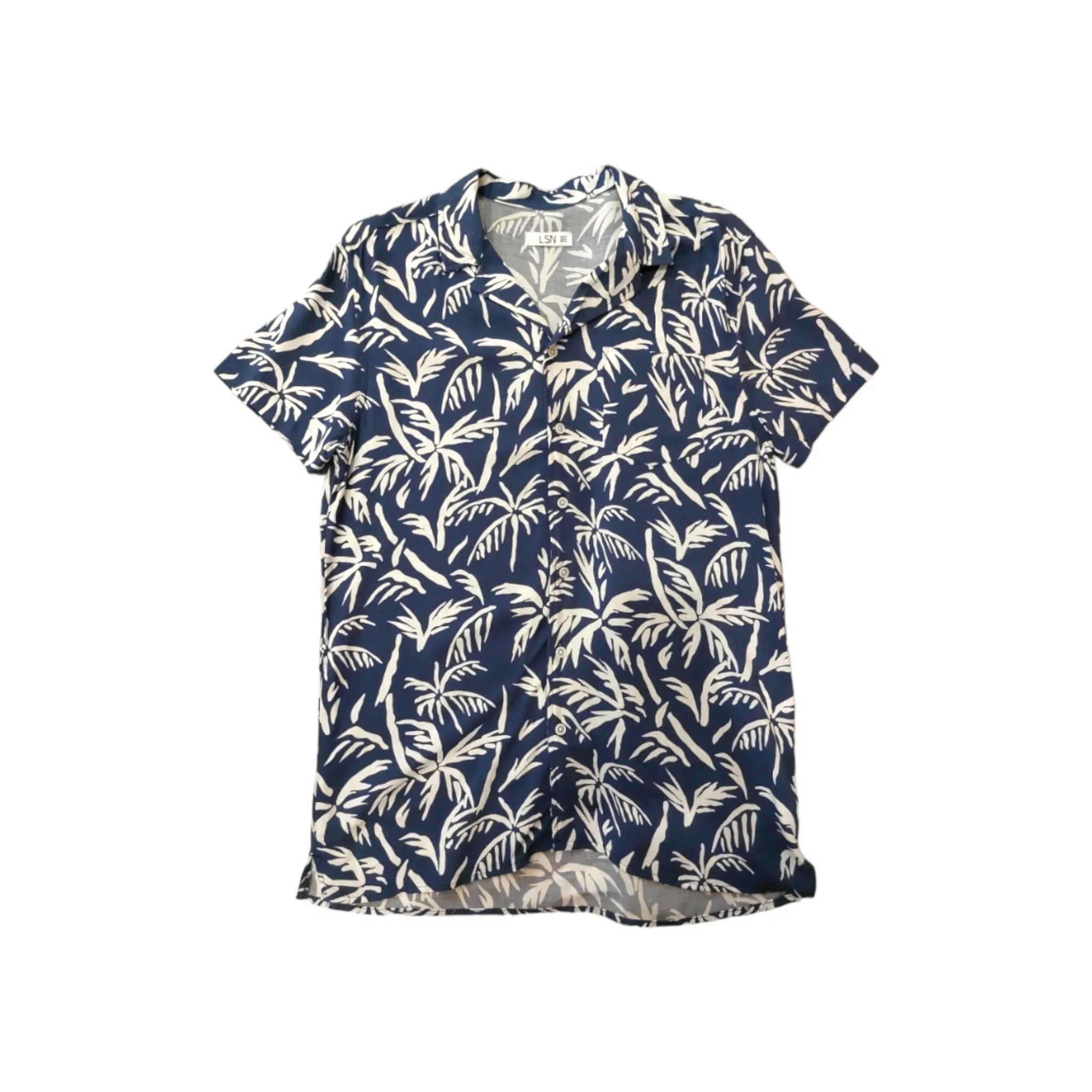 Camisa Azul estampado hojas para caballero Losan