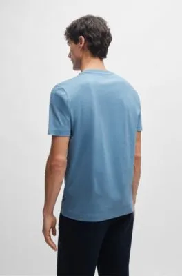 Camiseta de punto de algodón con logo estampado de goma