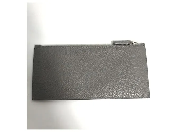 Cartera larga de cuero gris Yves Saint Laurent Castaño 