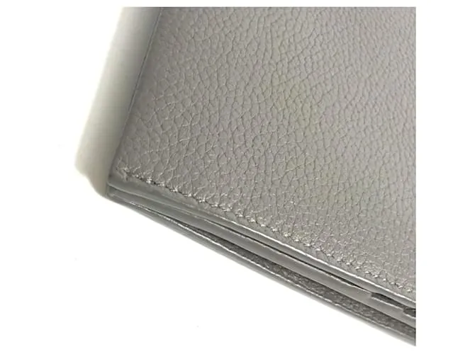 Cartera larga de cuero gris Yves Saint Laurent Castaño 
