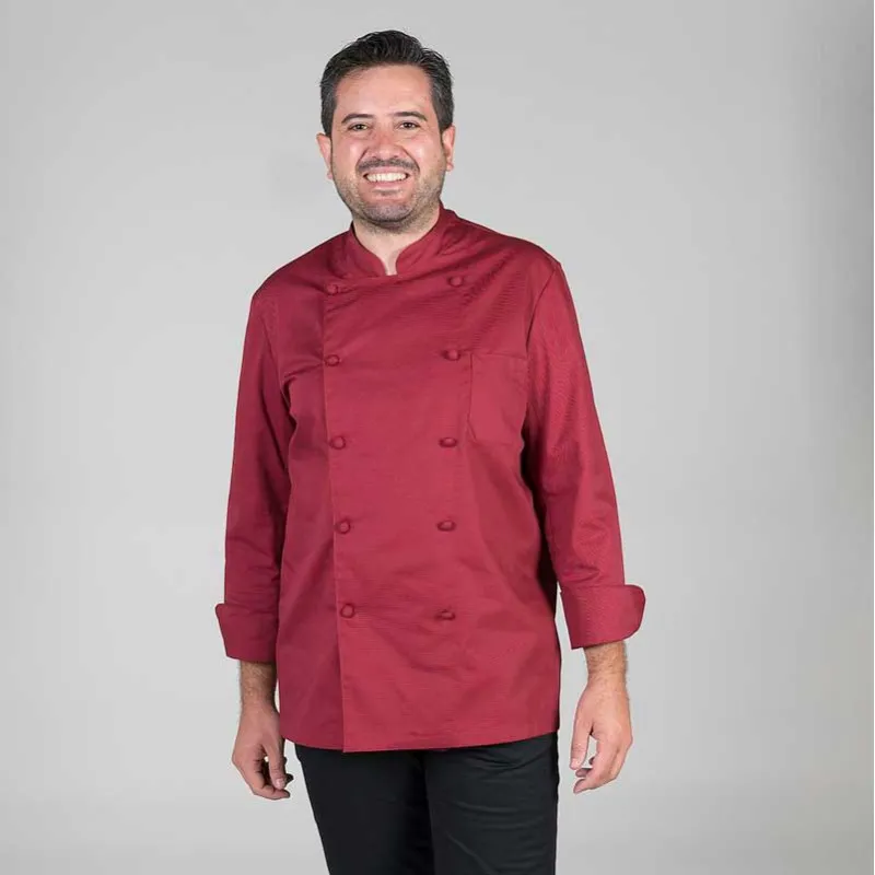 Chaqueta cocina con botones forrados burdeos Florencia - Gary's