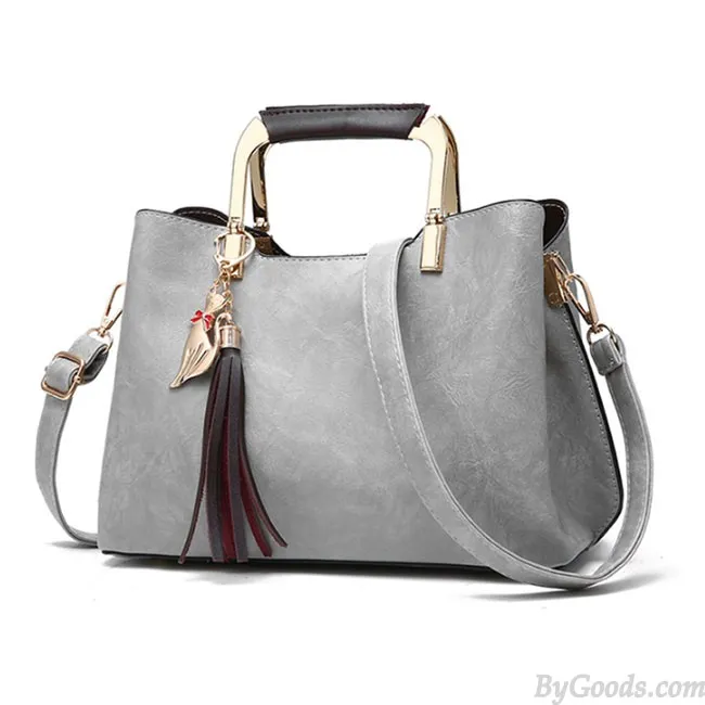 Elegant Girl's PU Leather Handbag Casual Tote Shoulder Bag