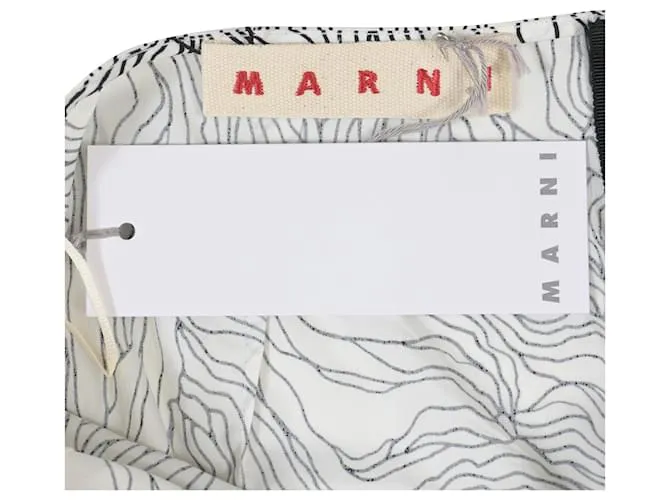 Falda asimétrica estampada Marni de viscosa blanca y negra Negro 