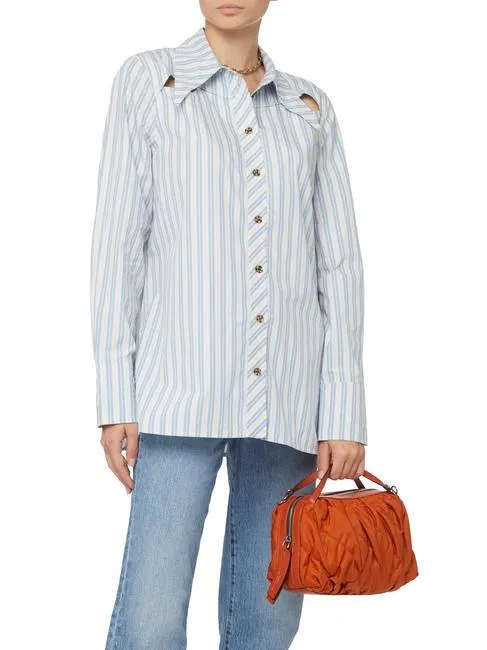 GIANNI CHIARINI ALIFA Bolso de mano en tela y piel