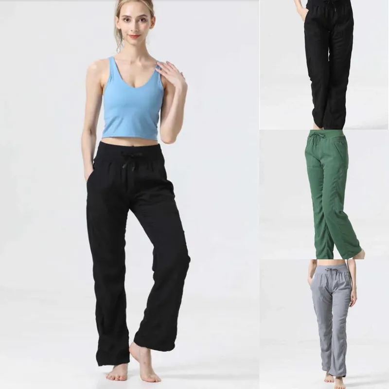 LU-256 Leggings de Yoga para estudio de baile, ropa de gimnasio con cordón, pantalones deportivos para correr y Fitness para muj