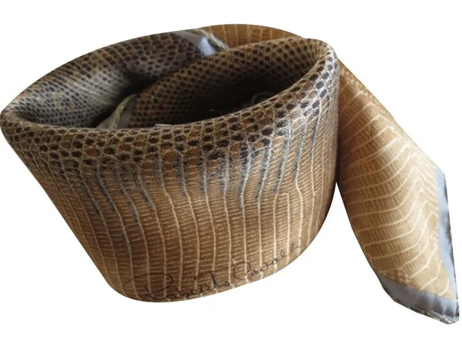 Roberto Cavalli Bufandas de seda Beige Dorado Caramelo 
