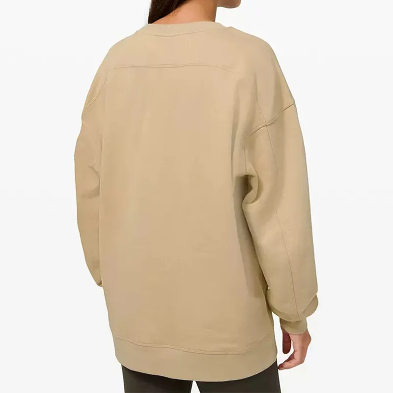 Sudadera de yoga con cuello redondo de gran tamaño para mujer, tops de manga larga, deportes casuales, entrenamiento suelto, gim