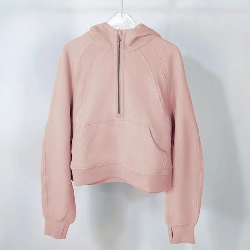 Suéter buceador media zip yoga sudadera con capucha para mujer atuendo de yoga para mujer otoño e invierno damas gimnasia ropa d