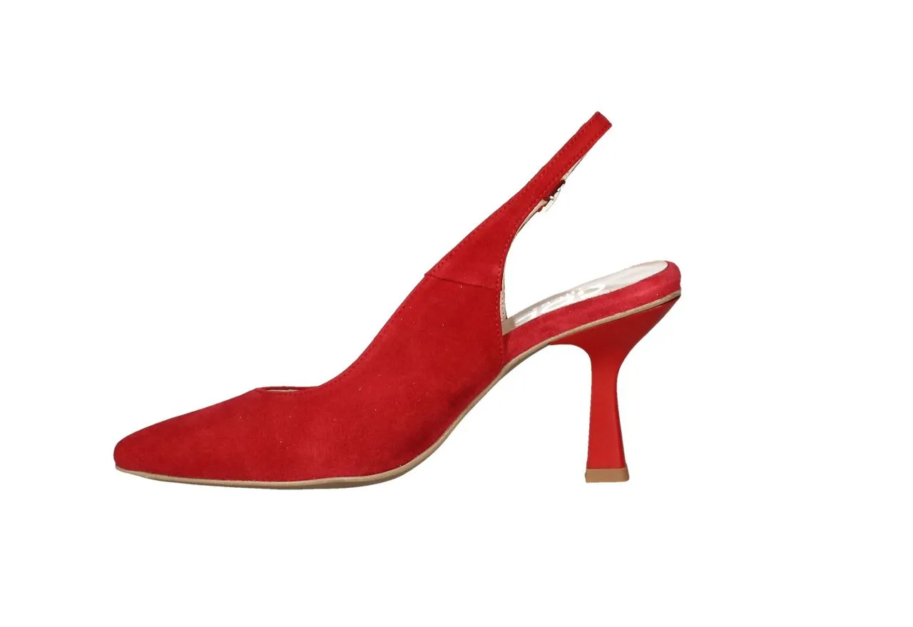Zapato Ante Rojo Talon Abierto
